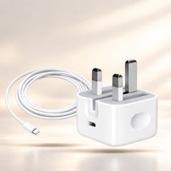 20W USB-C Fast Charging Adapter with 3-Pin Plug for Smartphones, Tablets and Portable Devices