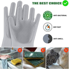 Silicone Dishwashing Gloves with Built-In Scrubber