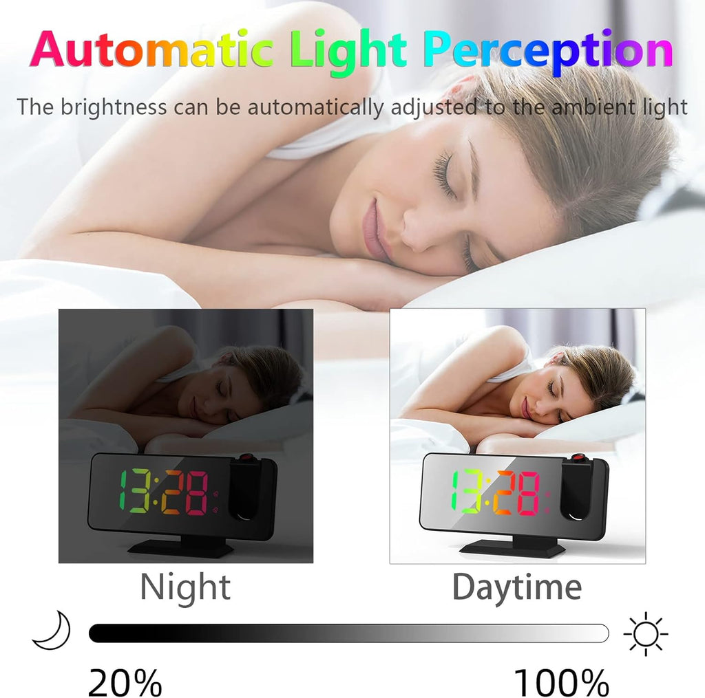 Projection Alarm Clock 180° Rotatable Ceiling