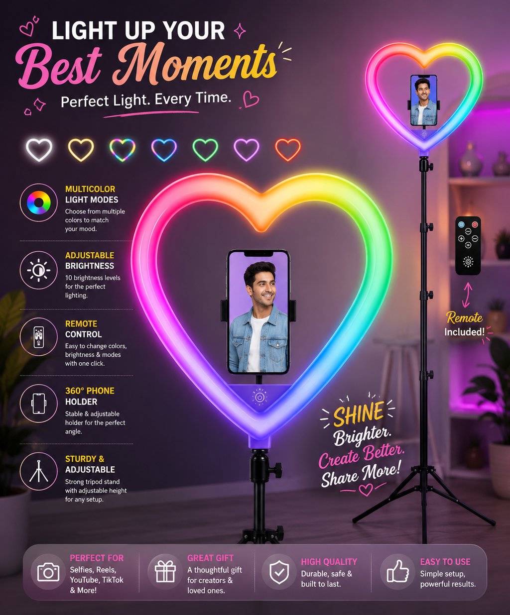 JM26-10 RGB LED Heart