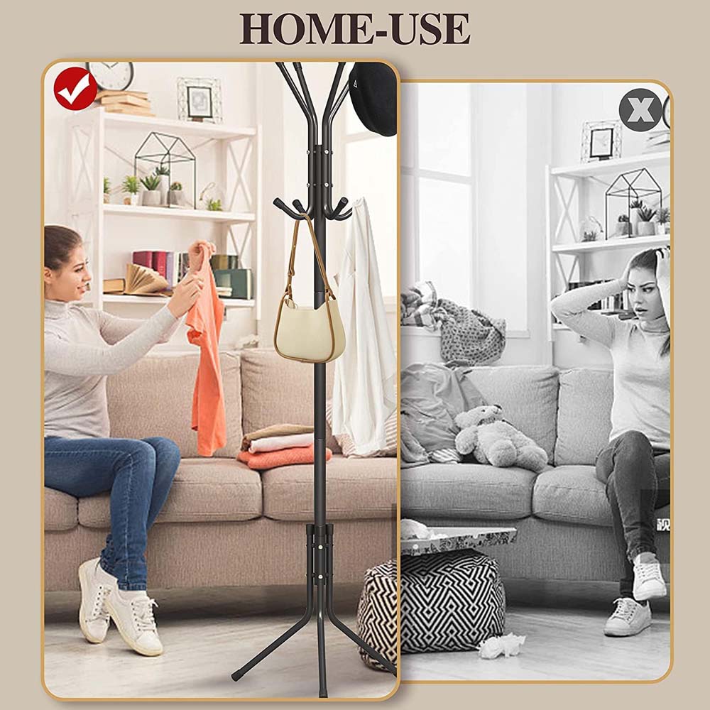 12-Hook Coat Rack Stand Wrought Iron