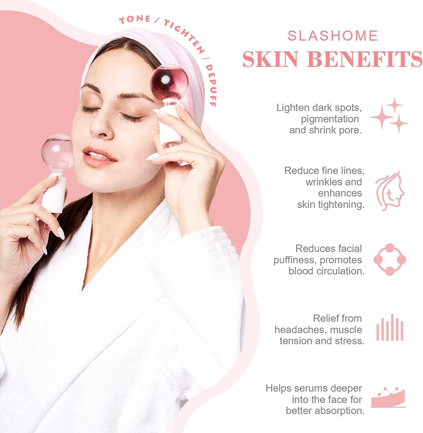2-Pcs Facial Ice Globes. Cryo roller balls to reduce puffiness