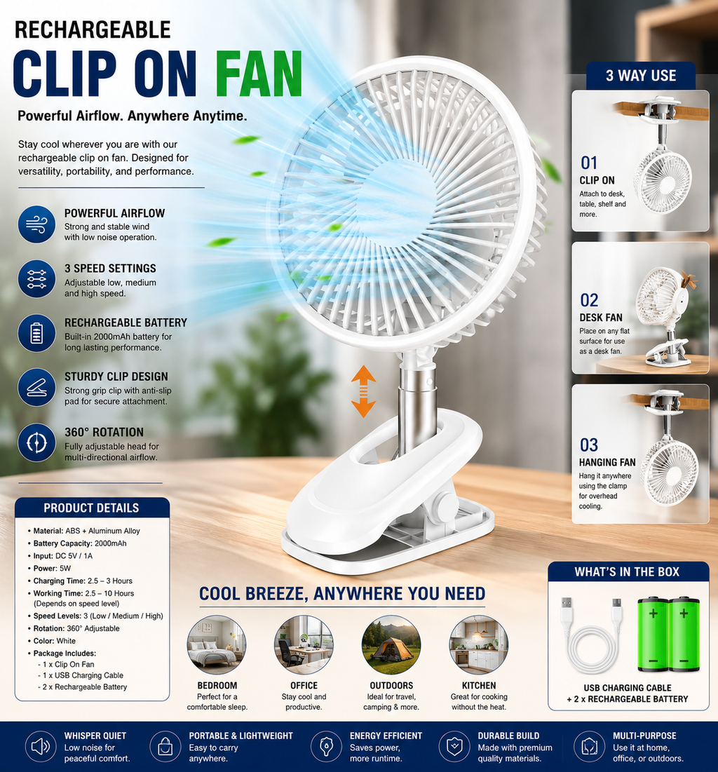 Handheld Rechargeable USB Portable Fan