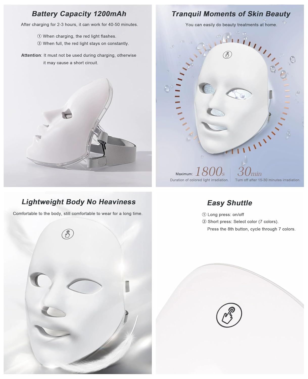 7-Color LED Light Therapy Face Mask