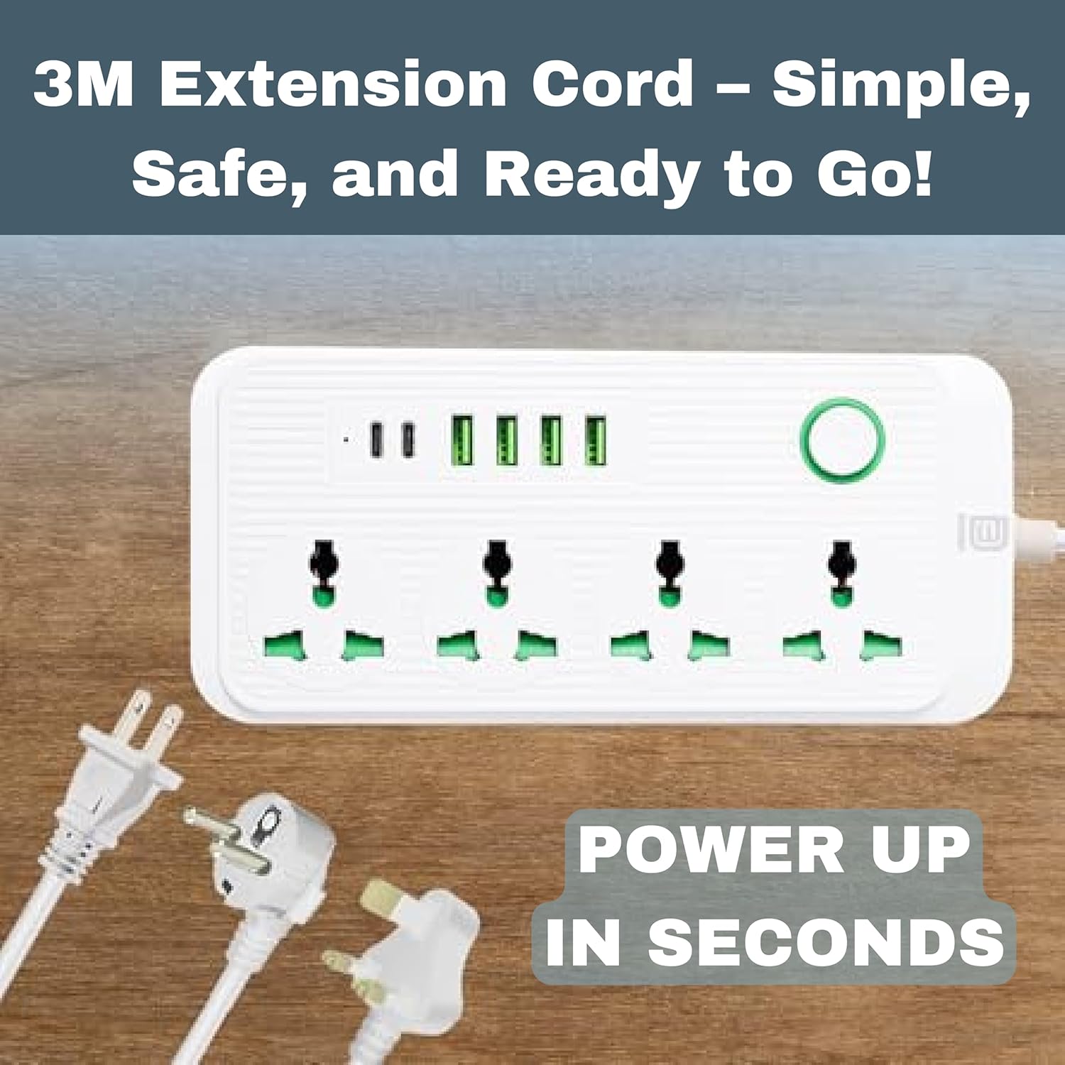 Multi-Plug Universal Extension Cord with 4