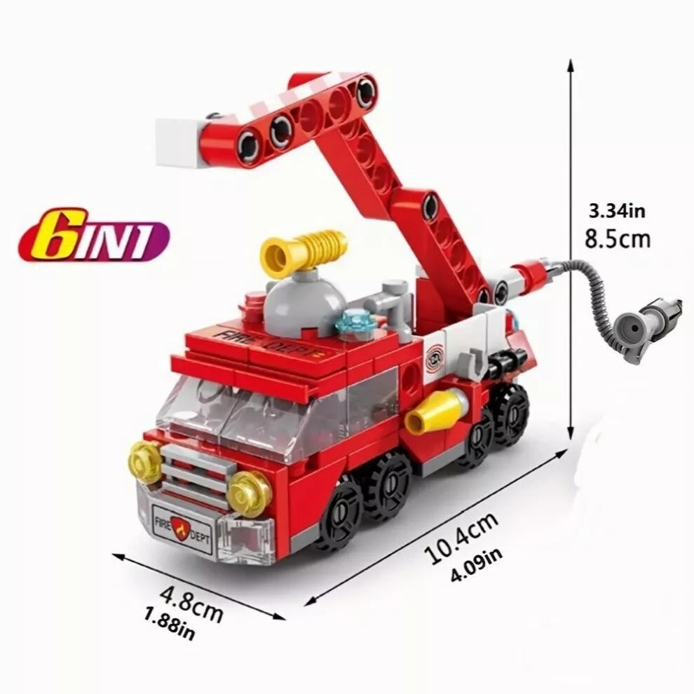 6-in-1 Fire Brigade Truck Building Blocks Set