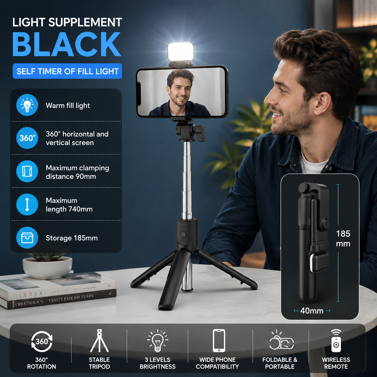 Selfie Stick, Bluetooth Extendable Selfie Stick
