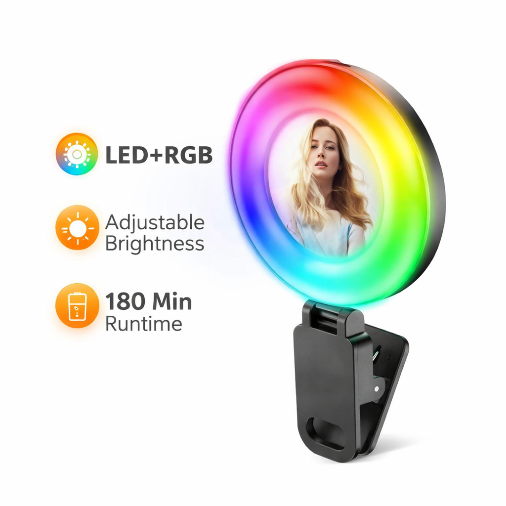 U20 PRO Ring Selfie Light RGB Clip LED Fill