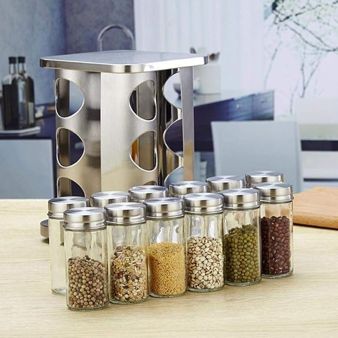 12-Piece Glass Spice Jar Set