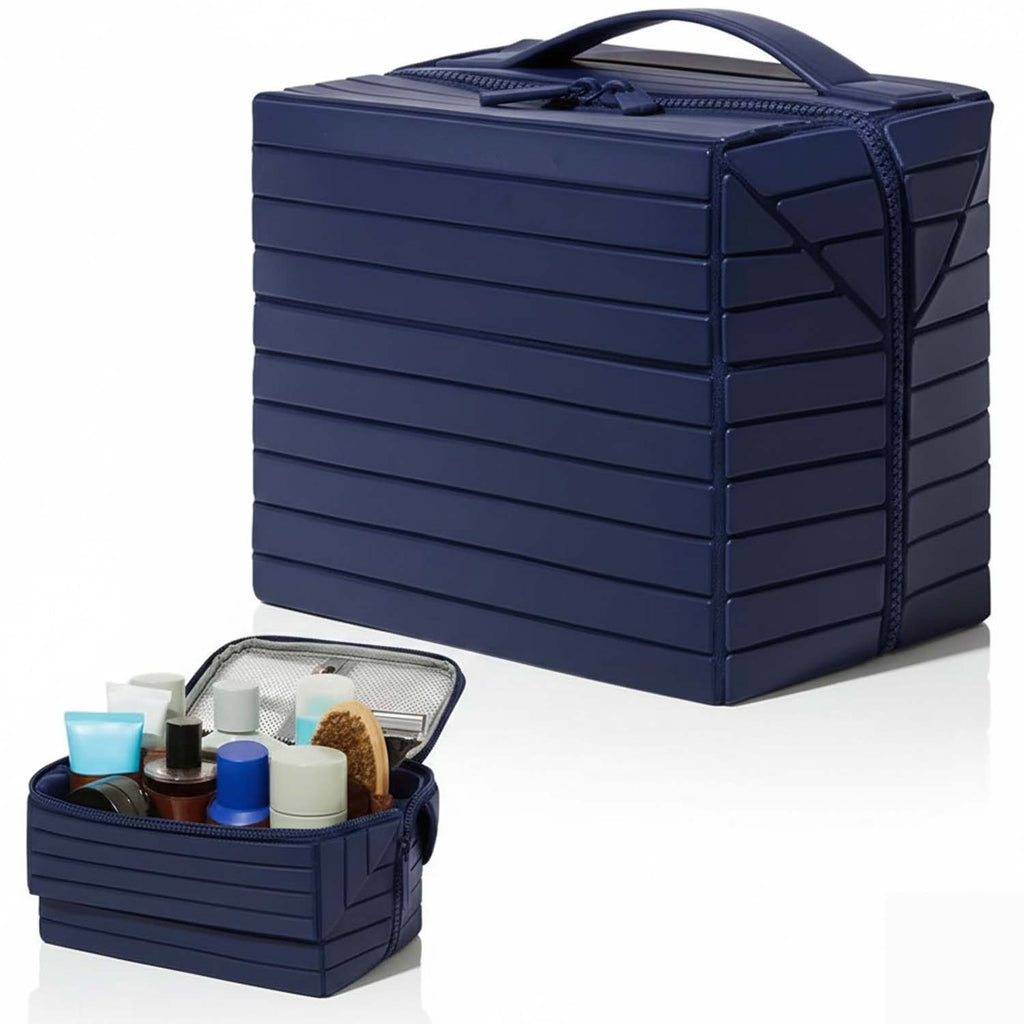 Navy Blue Foldable Travel Makeup Organizer