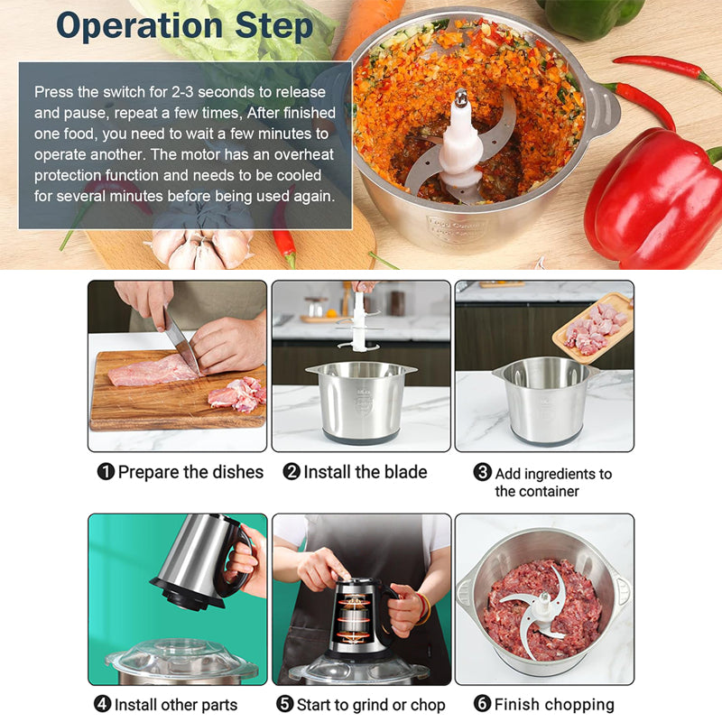 2-in-1 Stainless Steel Electric Meat Grinder