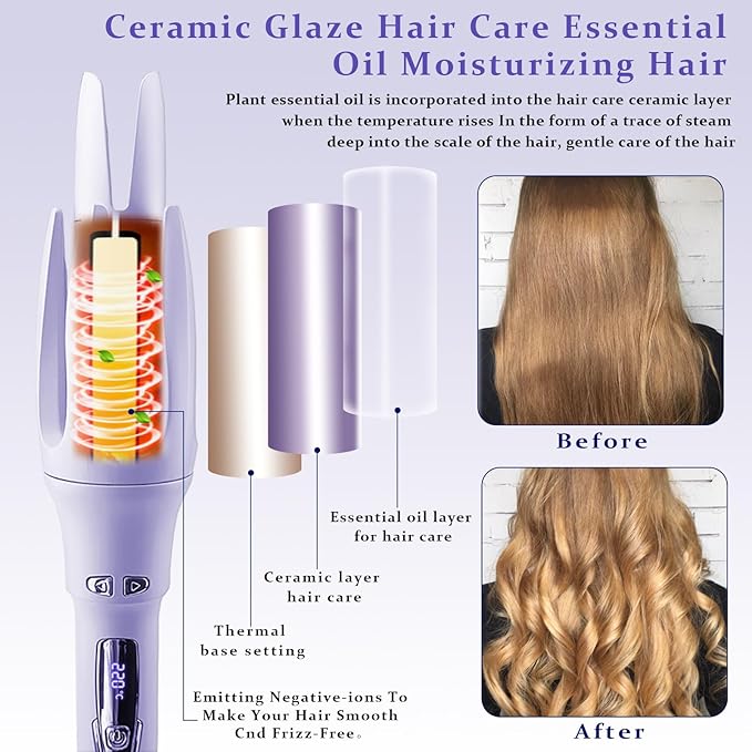 2-in-1 Electric Hair Styler Rotating Curling