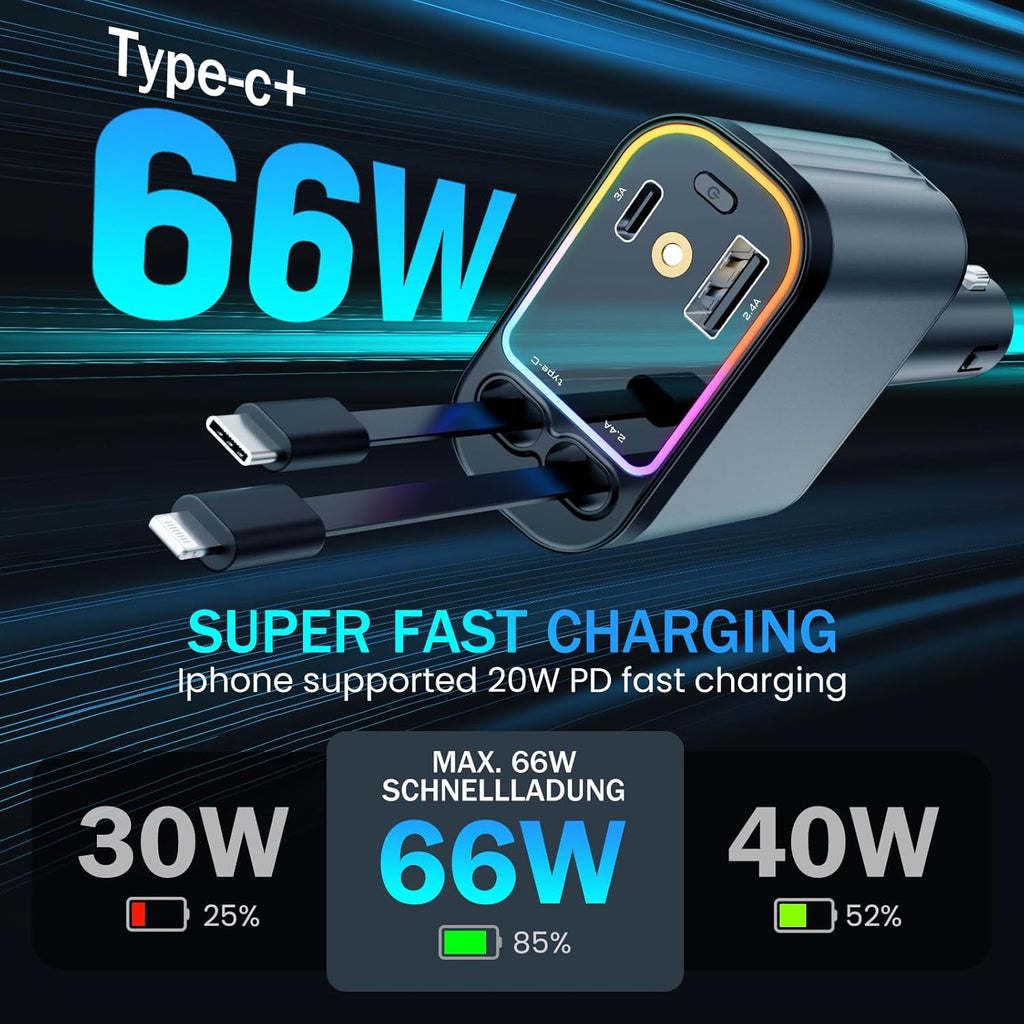 Fast 60W Car Charger with Starlight Roof