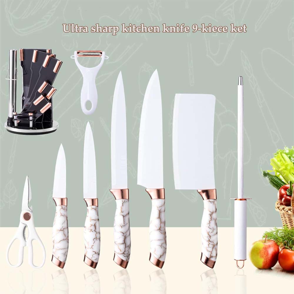 9-Piece White Kitchen Knife Set Ultra-sharp