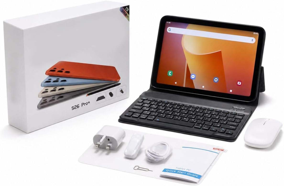 10.1 Inch Android 15 Tablet Bundle with Wireless Keyboard