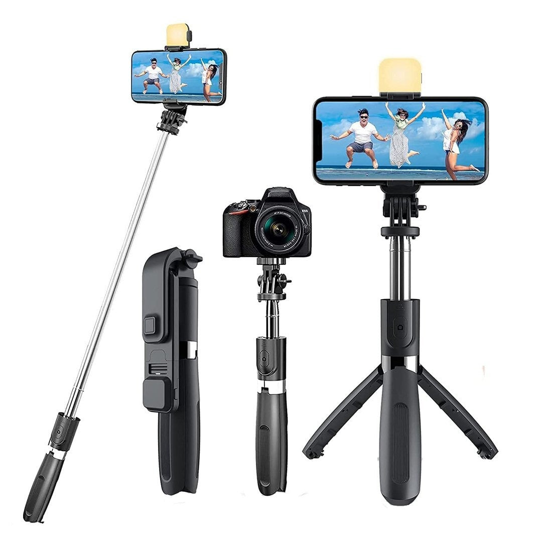 R1S Mobile Selfie Stick with Tripod and LED