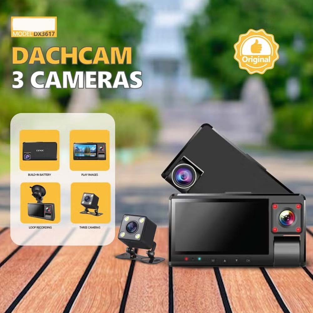 DX-3617 3-Channel Dash Cam. Front