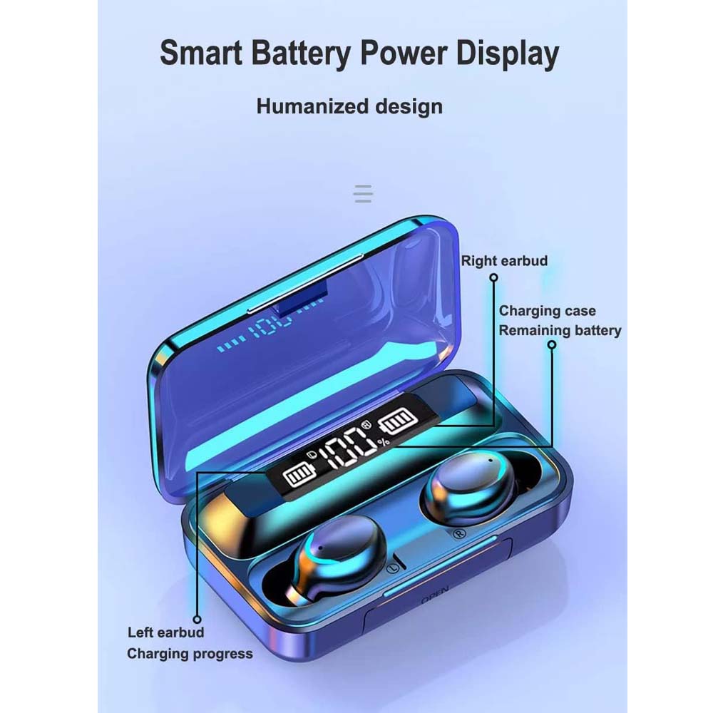 F9-5 Bluetooth Earbuds with 3500mAh Power Bank