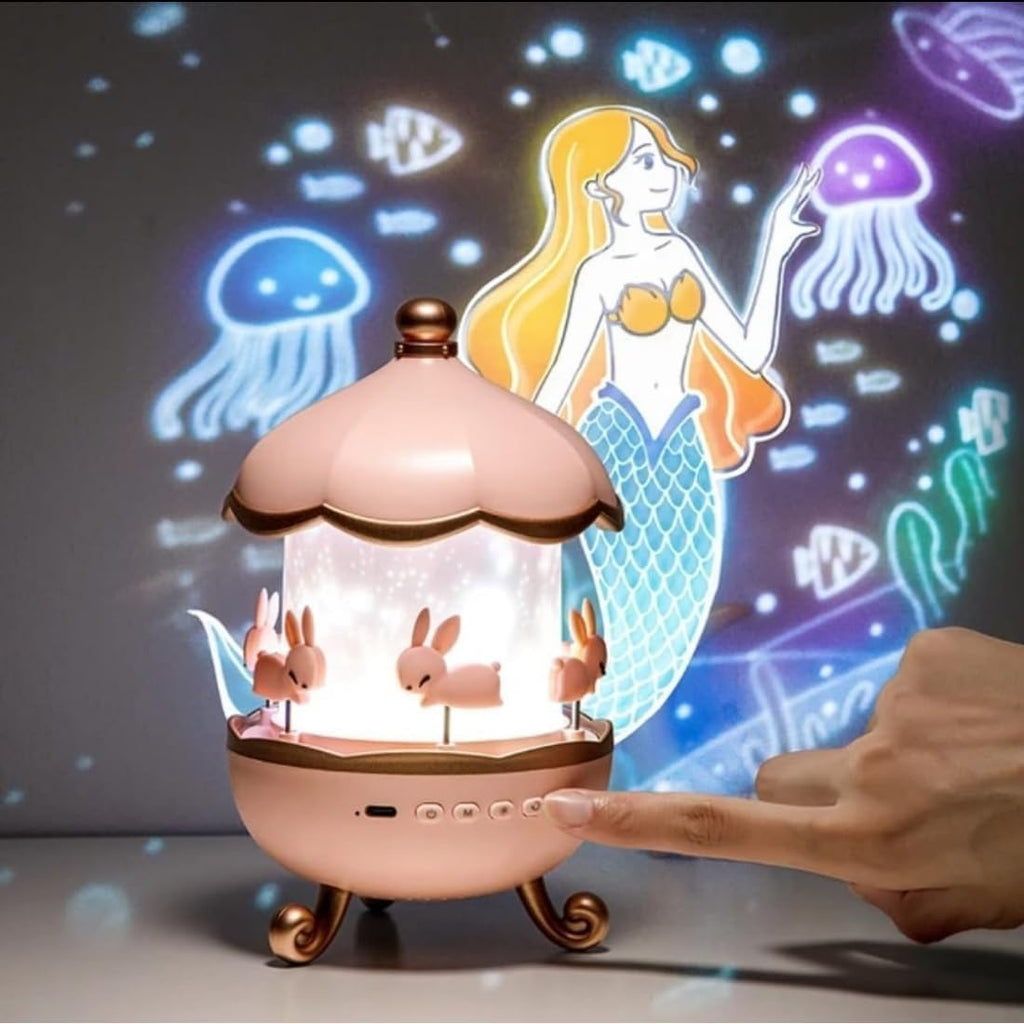 Bunny Carousel Night Light Projector with Star Sky Projection