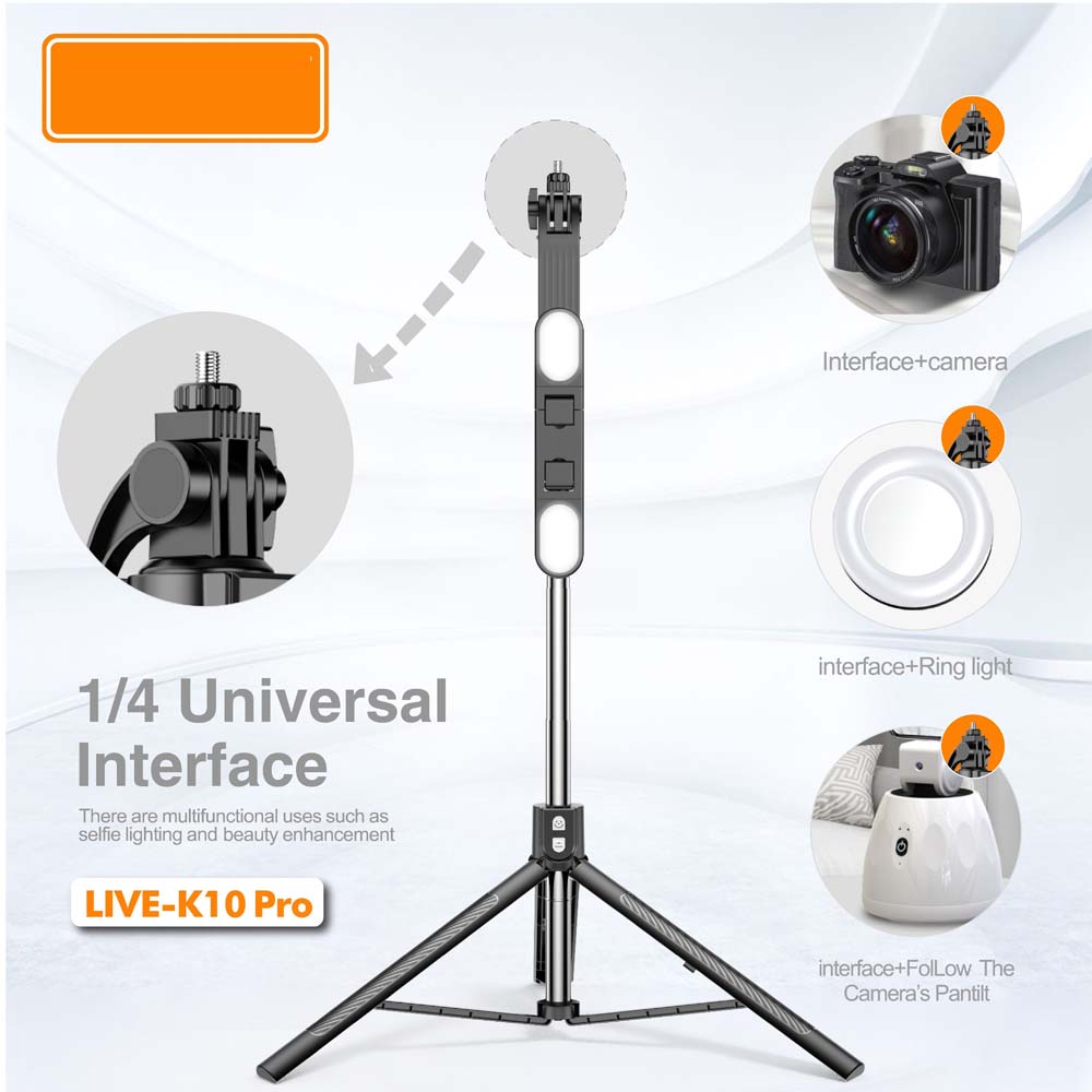 Live K10 PRO 6.5 Feet Tripod Stand Selfie