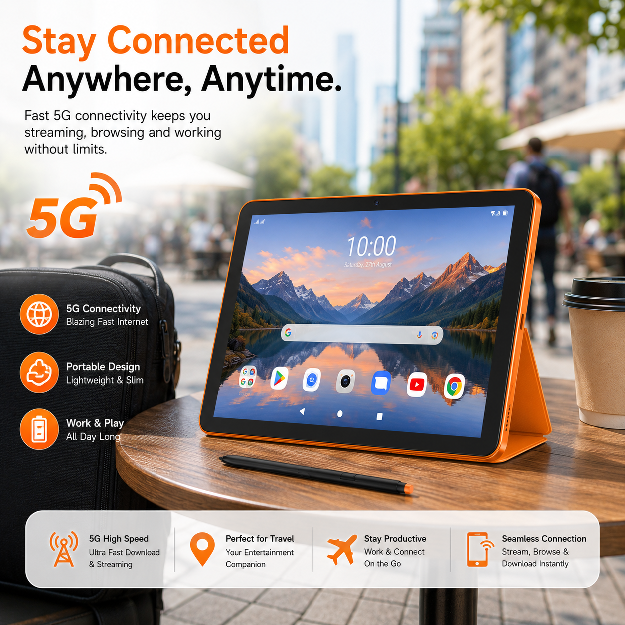 Smart Tablet 10.1-Inch with IPS Display, Octa-Core Processor