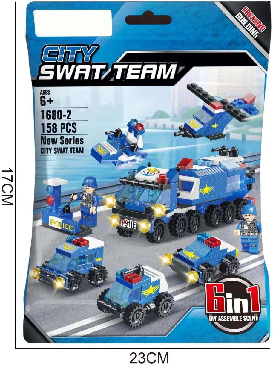 6-in-1 City SWAT Police Vehicle Building