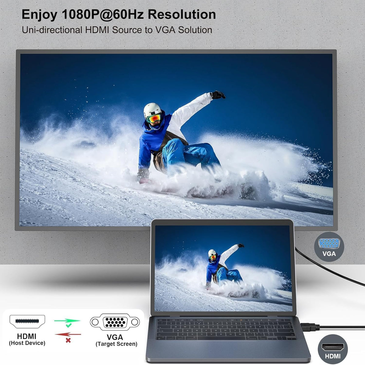 1.5 Meter WGL HDMI Male to VGA Male Video