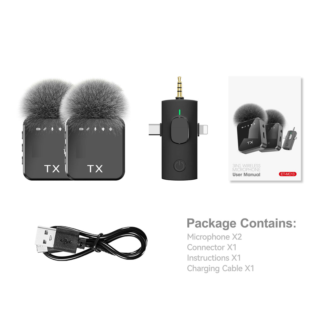 3-in-1 Lavalier Wireless Microphone