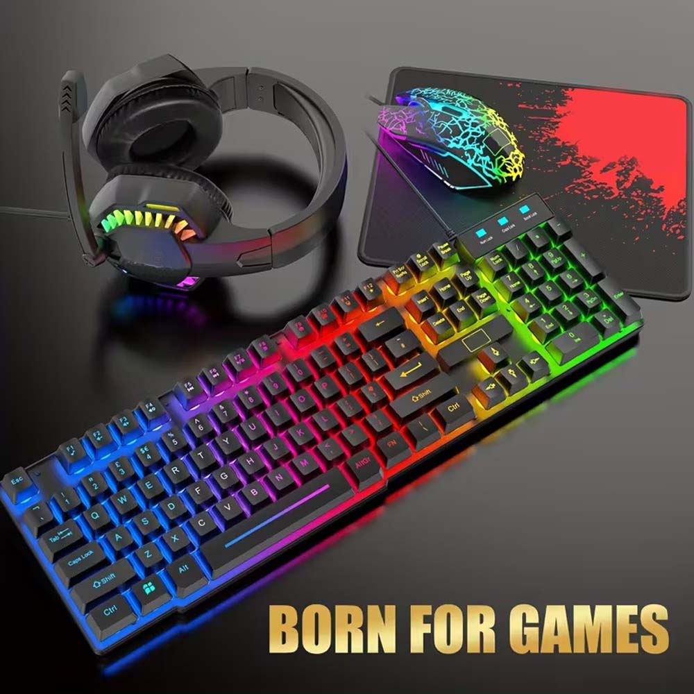 4-in-1 Gaming Combo: Wired Keyboard, Mouse, Headset