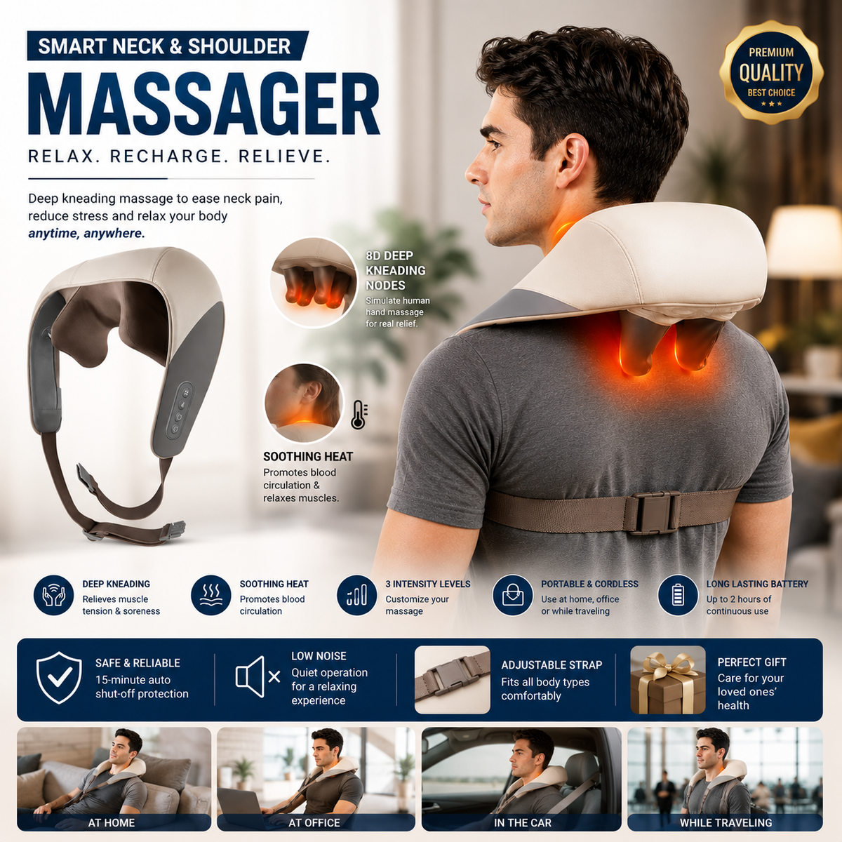 Wireless Back Muscle Relaxing Massage Pillow