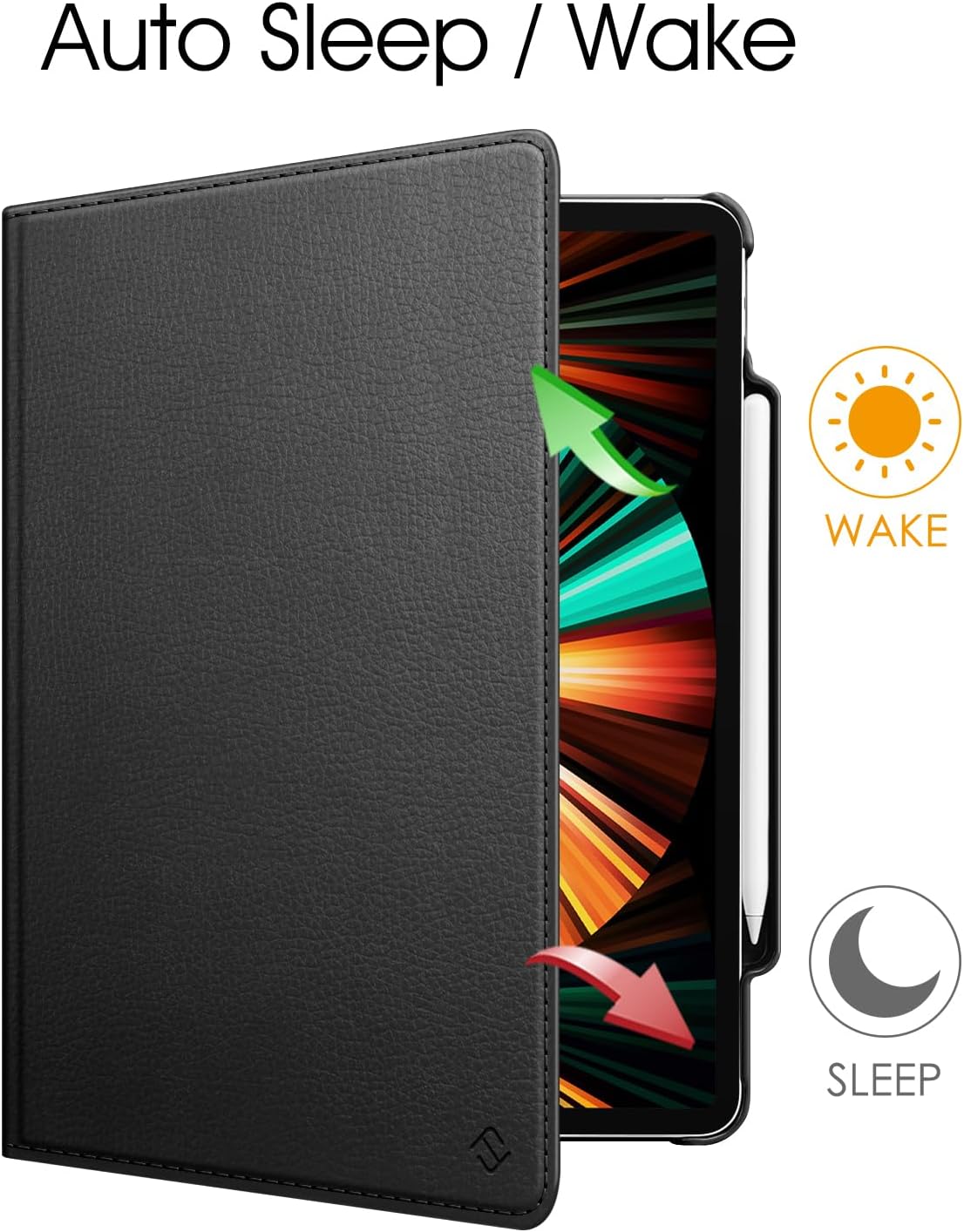 360° Rotating Case for iPad Pro 12.9" (2018-2022) - Auto Sleep/Wake Cover with Pencil Holder