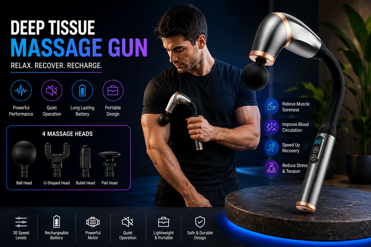 Extended Handle Massage Gun
