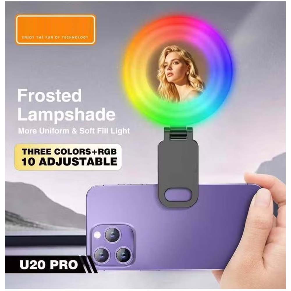 U20 PRO Ring Selfie Light RGB Clip LED Fill