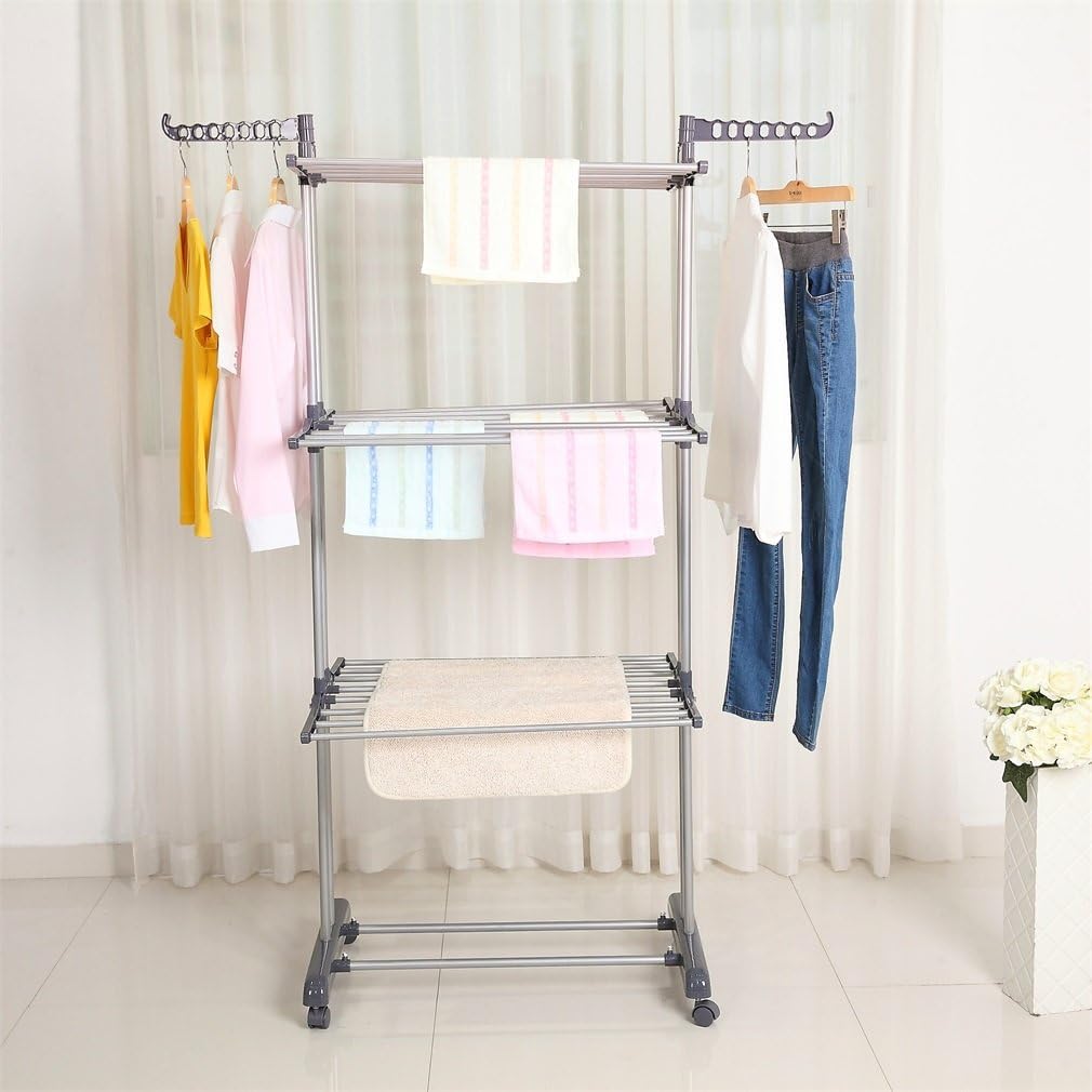 Foldable Rolling Laundry Drying Rack