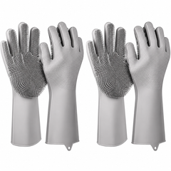 Silicone Dishwashing Gloves with Built-In Scrubber