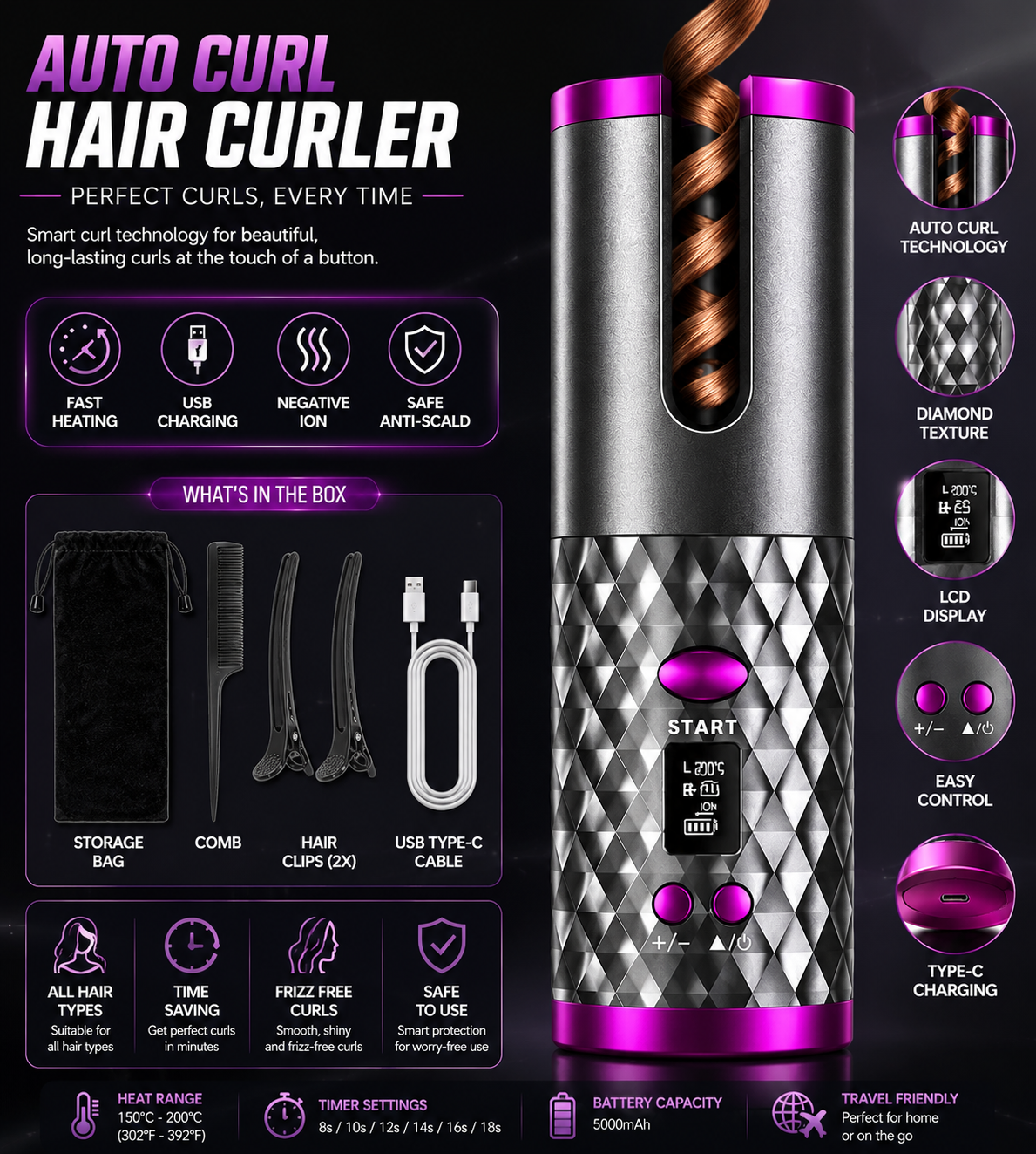 Cordless Hair Curler