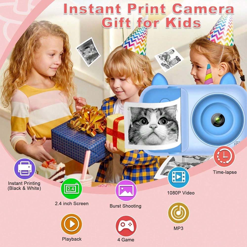 Kids Instant Print Camera 1080P Digital