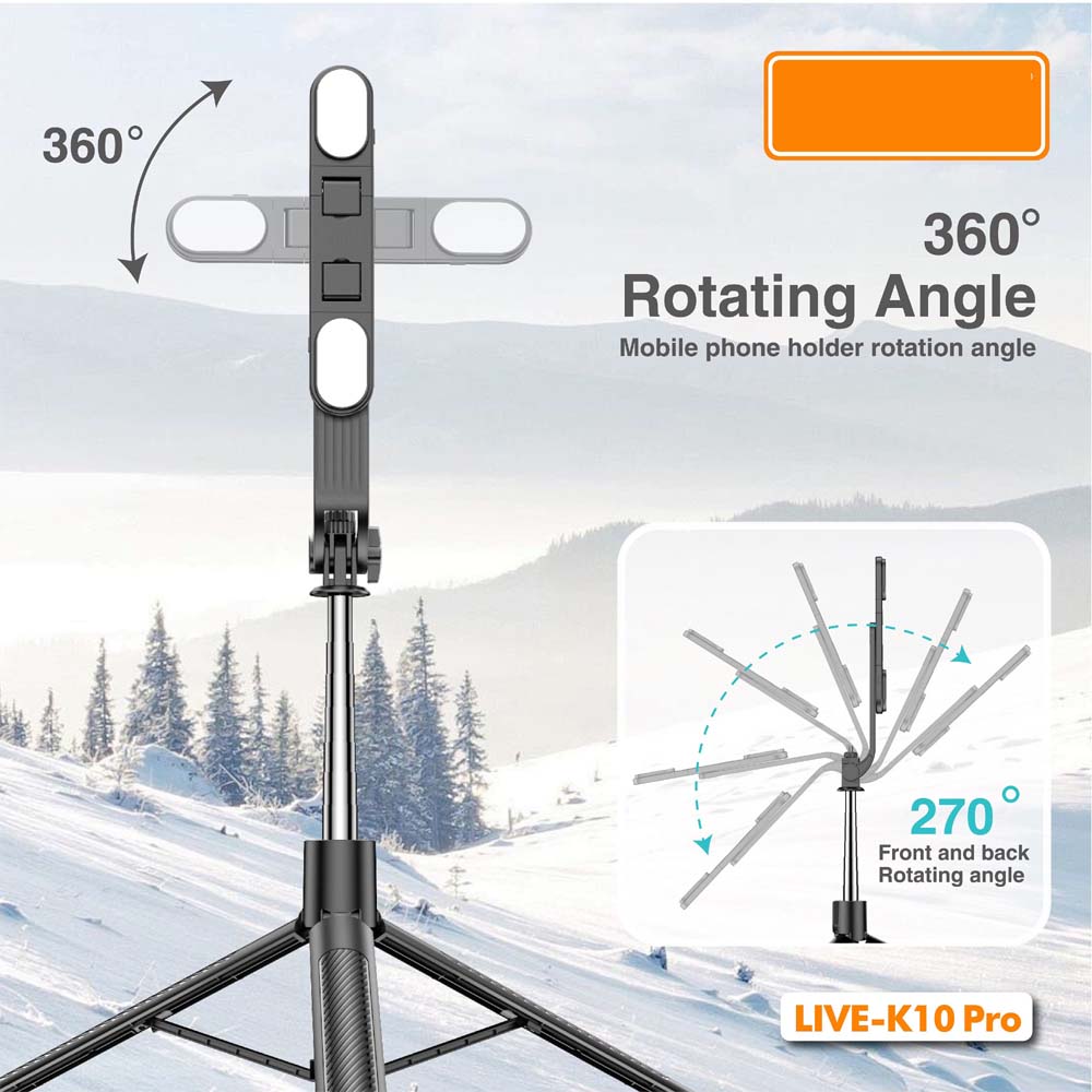 Live K10 PRO 6.5 Feet Tripod Stand Selfie