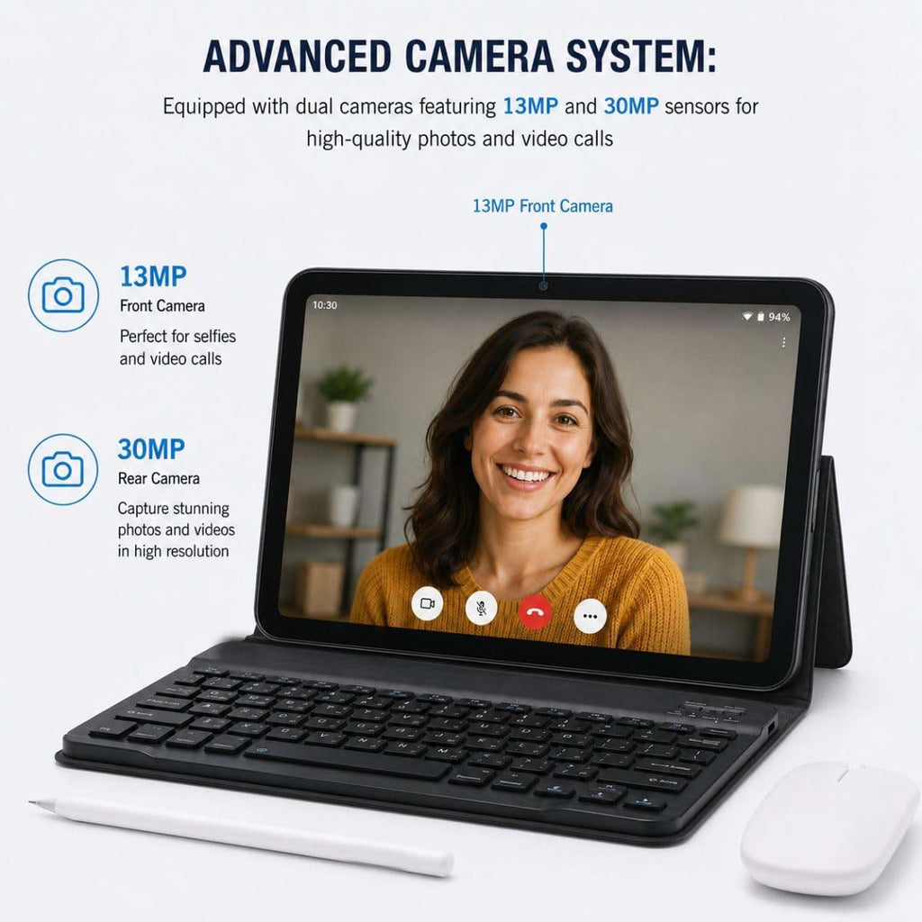 10.1 Inch Android 15 Tablet Bundle with Wireless Keyboard