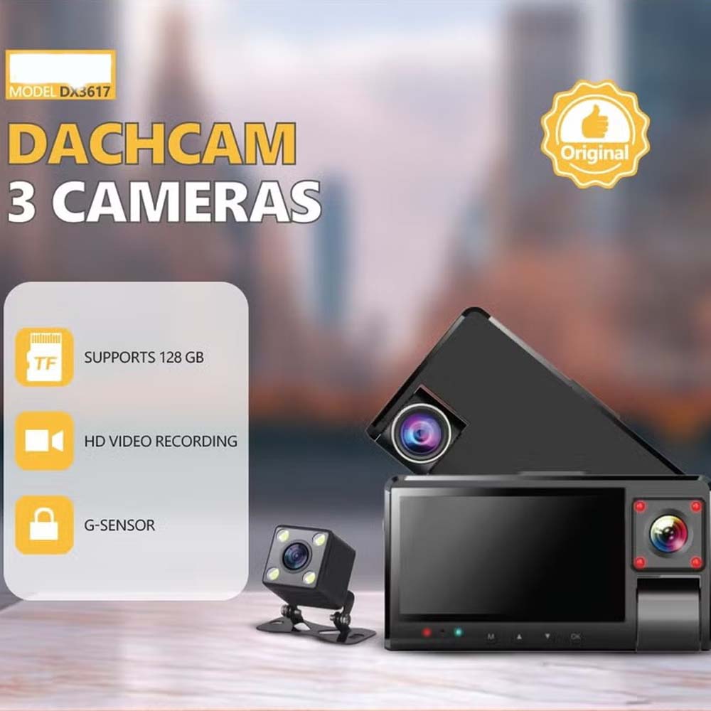 DX-3617 3-Channel Dash Cam. Front