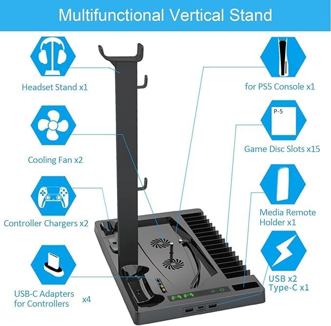 Vertical Stand Cooling Fan for PS5
