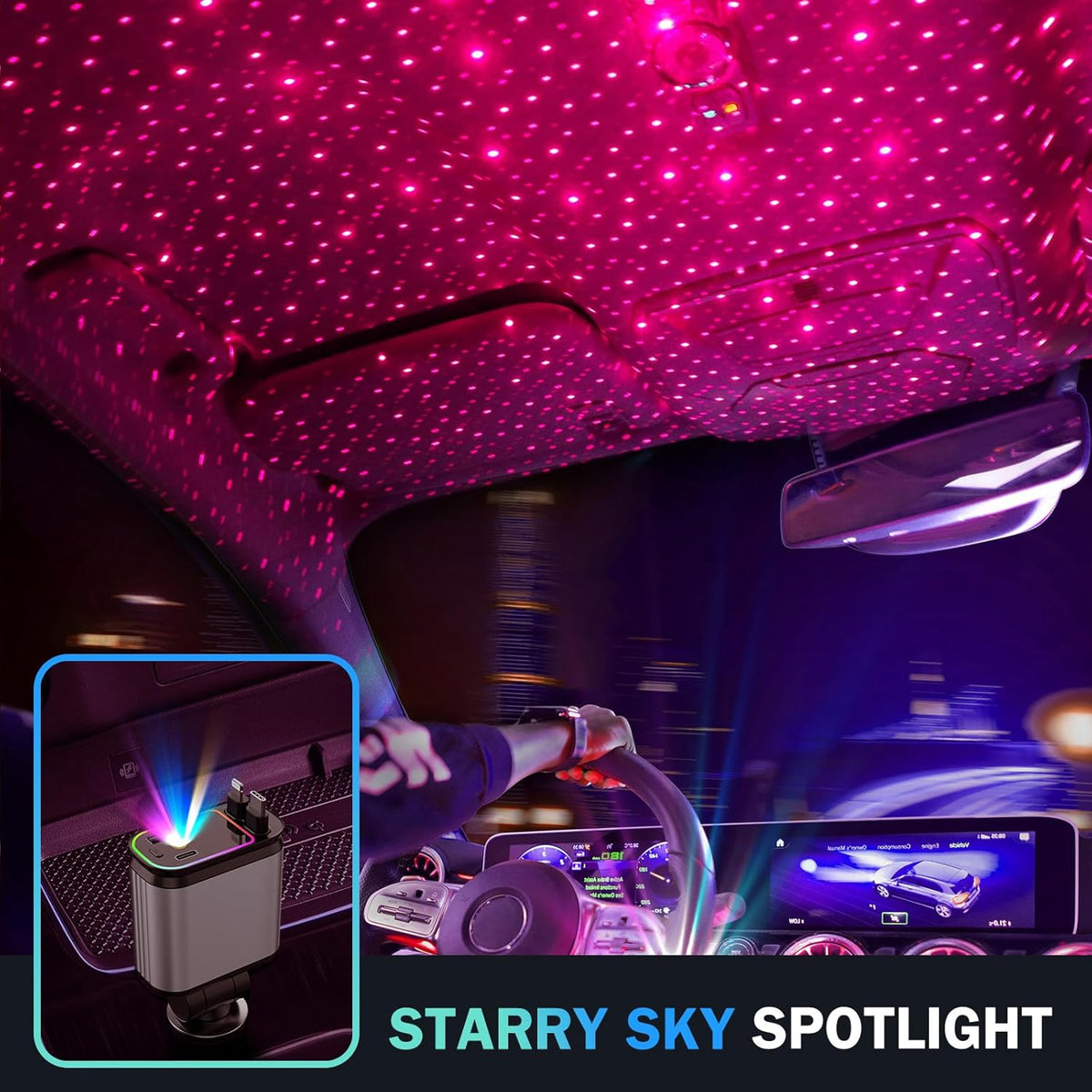 Fast 60W Car Charger with Starlight Roof