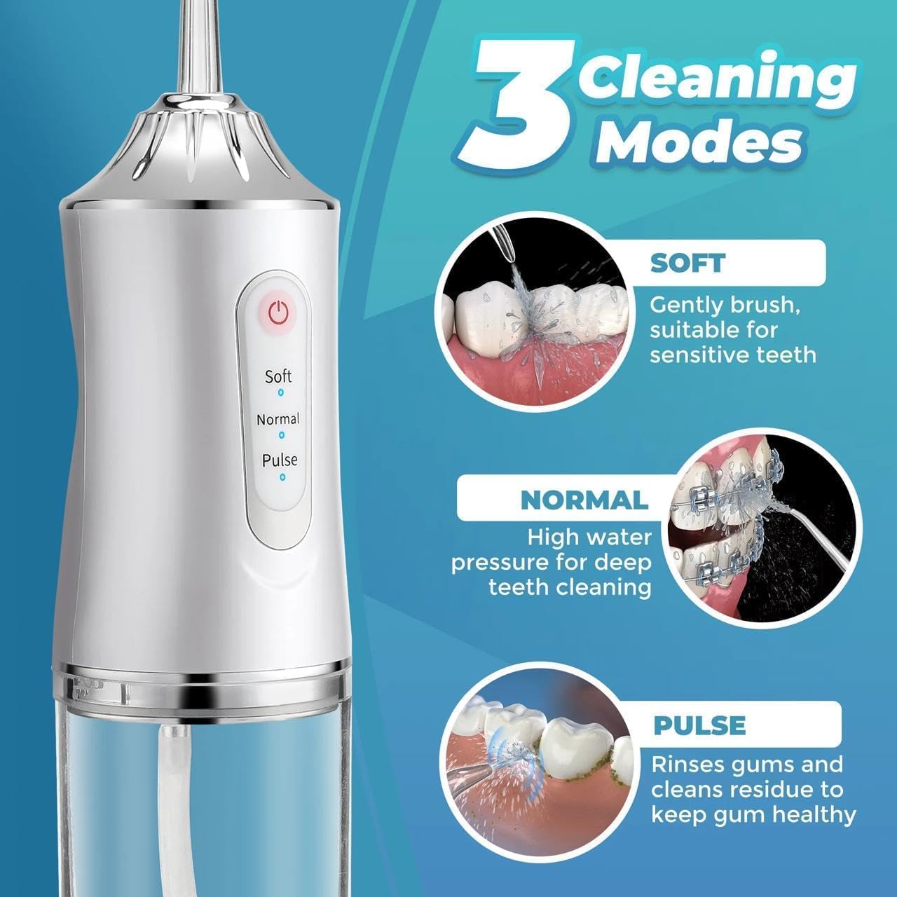 Portable Cordless Water Flosser with 220ml Water Tank