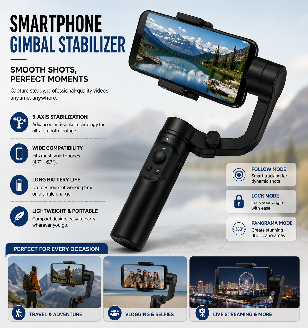 CQL 3-Axis Gimbal for Smartphones