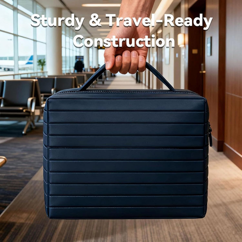 Navy Blue Foldable Travel Makeup Organizer