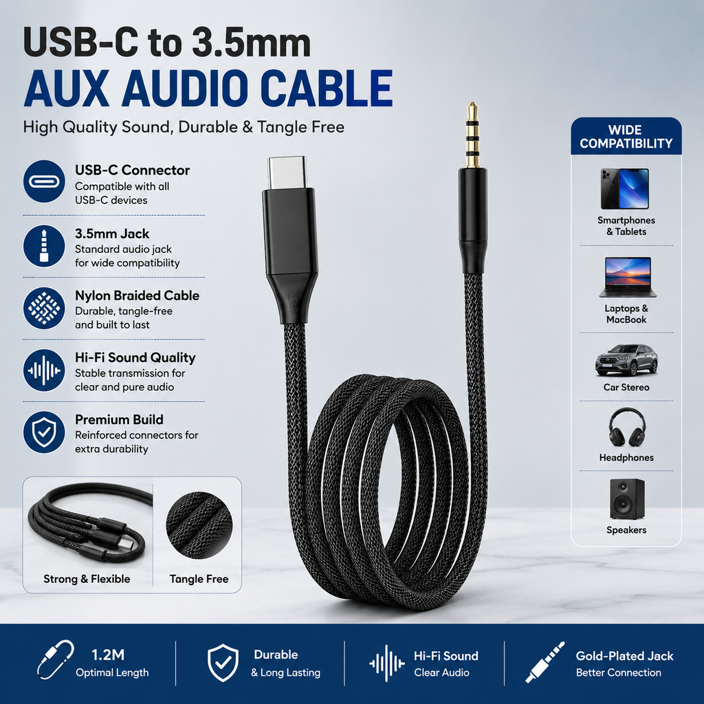 GAC-365 Type-C to 3.5mm Aux Audio Cable