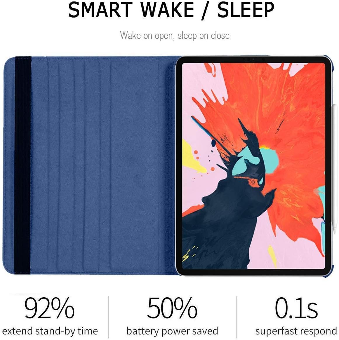 iPad Pro 12.9" Case (2015-2017) - 360° Rotating Wallet Folio with Auto Wake/Sleep