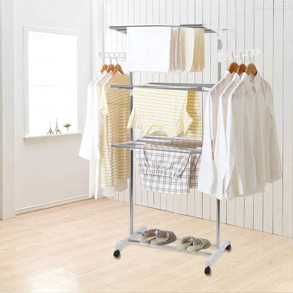 Foldable Rolling Laundry Drying Rack