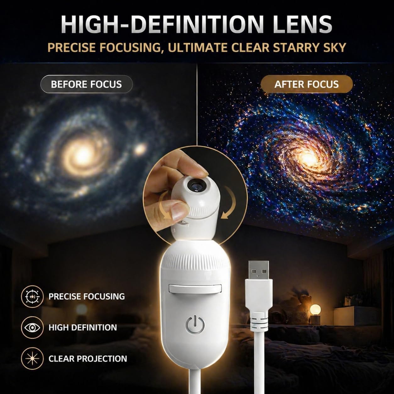 12-in-1 Galaxy Star Projector Night Light with 360° Adjustable Angle