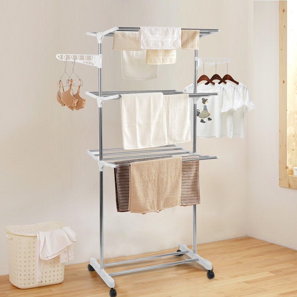 Foldable Rolling Laundry Drying Rack